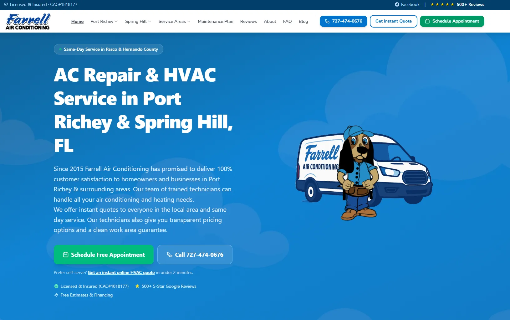 Farrell AC website screenshot