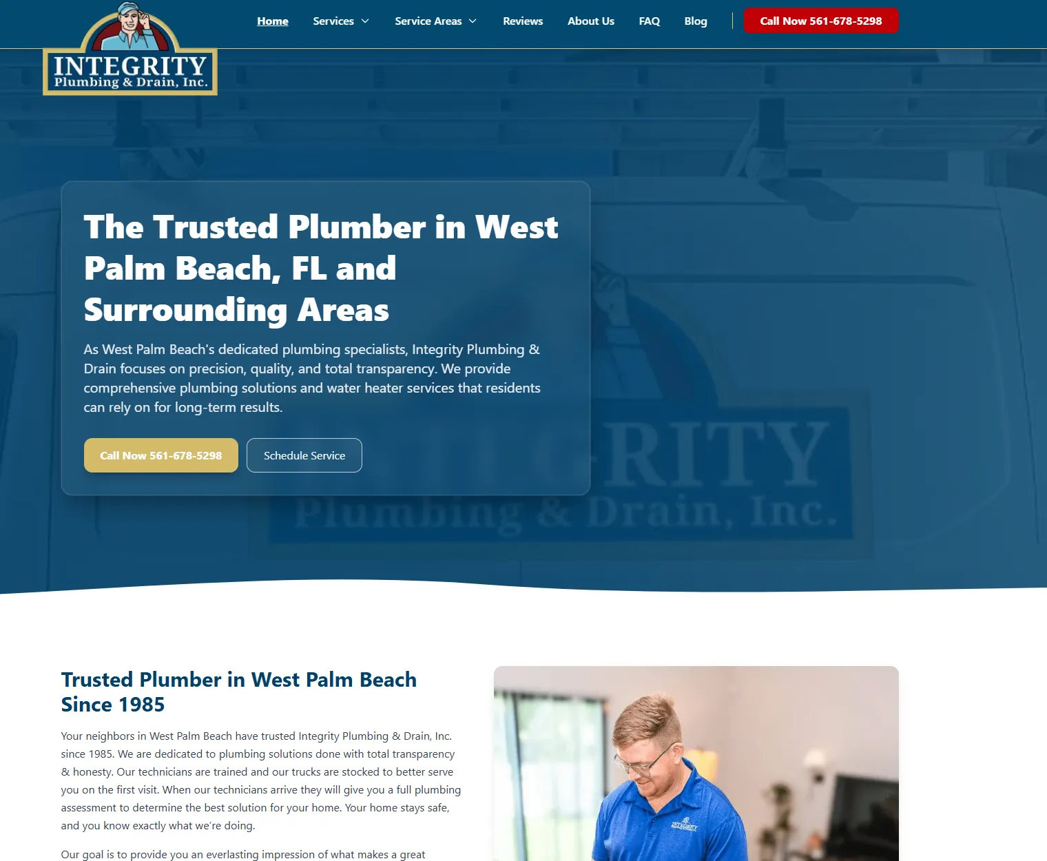 Integrity Plumbing website screenshot