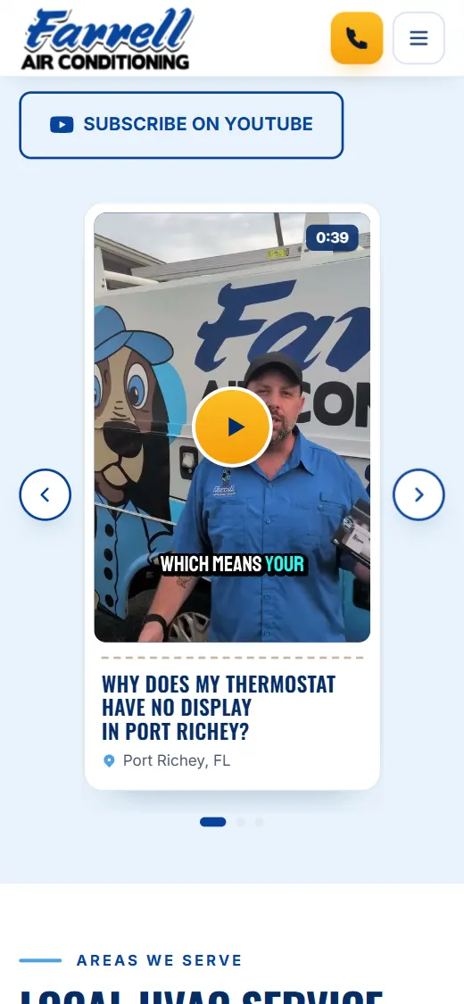 The same video row on a phone, showing one Short at a time with arrows on each side and dots below